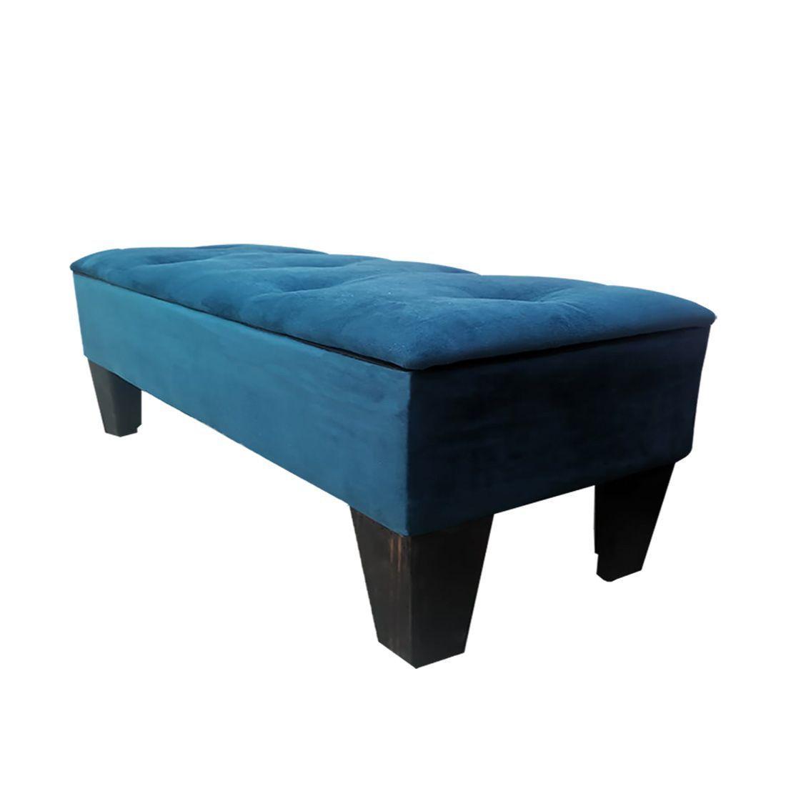Banqueta Baul HVM Azul Marino Felpa-2