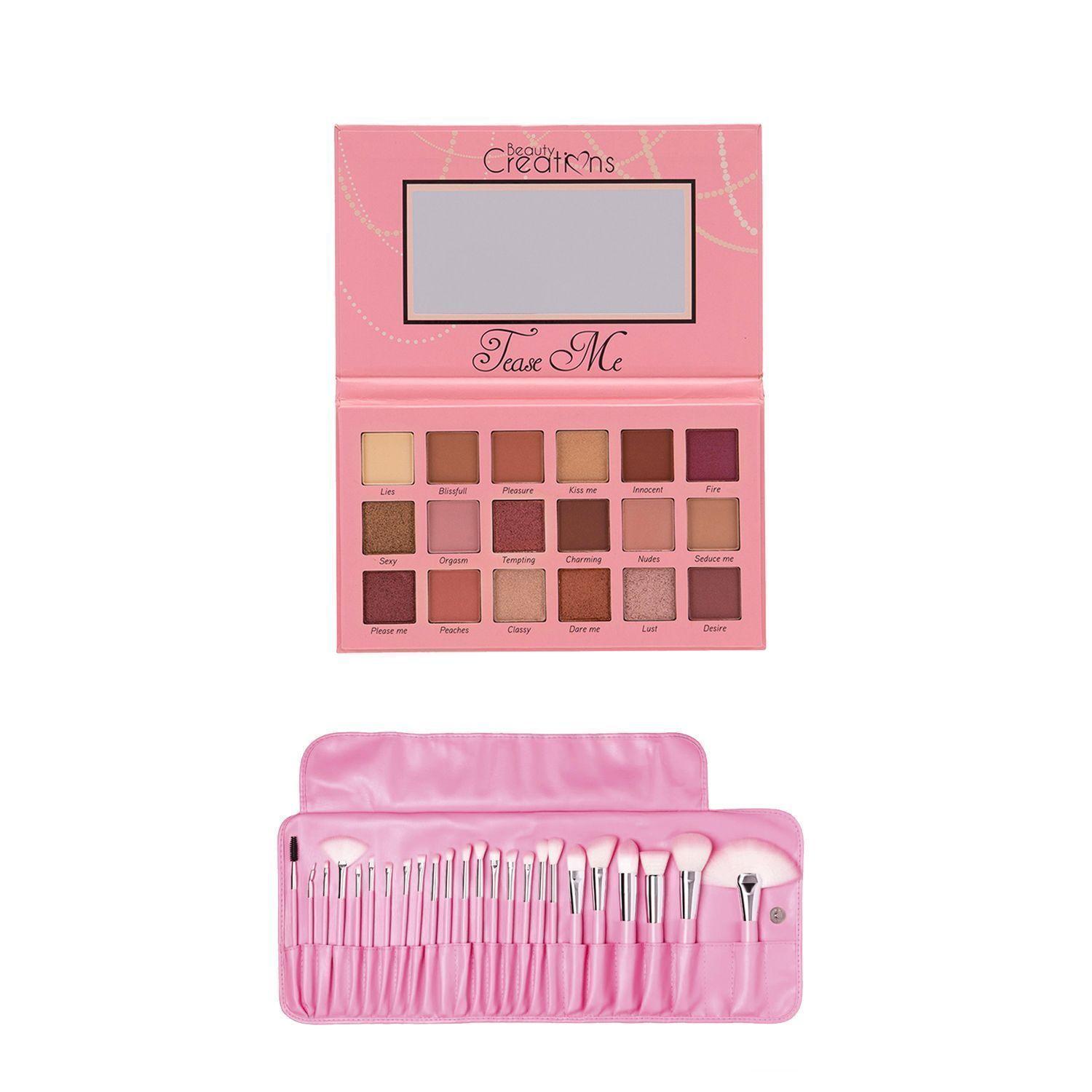 Pack Paleta De Sombra “Tease Me” + Set 24 Brochas Pastel Cotton Candy de Beauty Creations-0