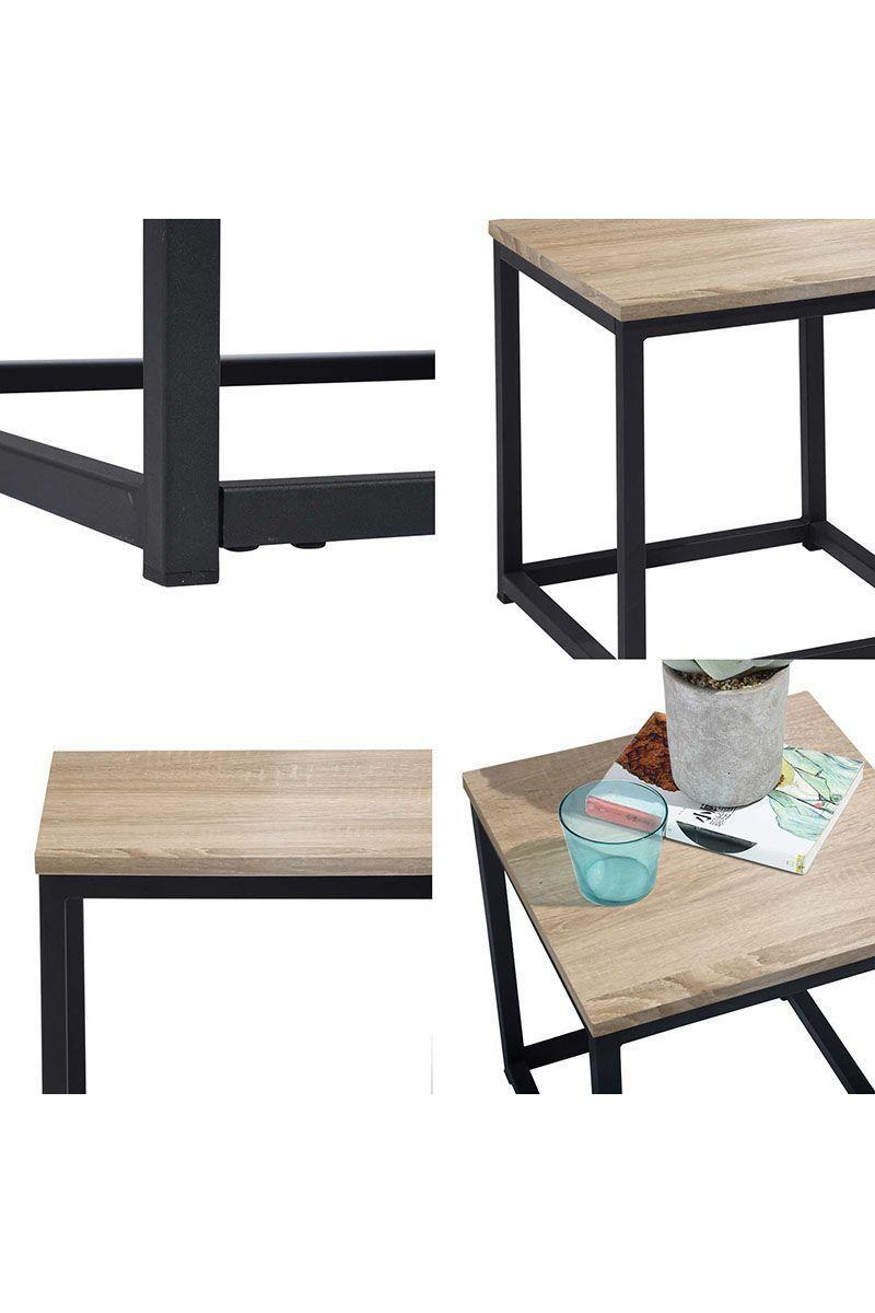 Mesa Lateral Cuadrada Base de Metal Emporio Café-4