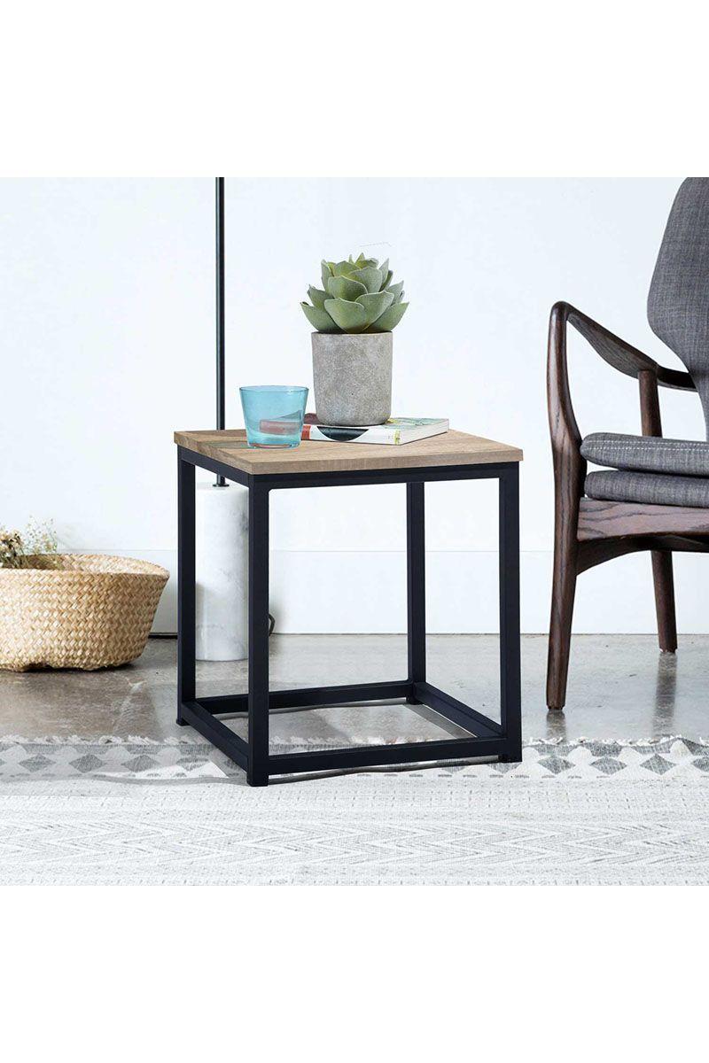 Mesa Lateral Cuadrada Base de Metal Emporio Café-1