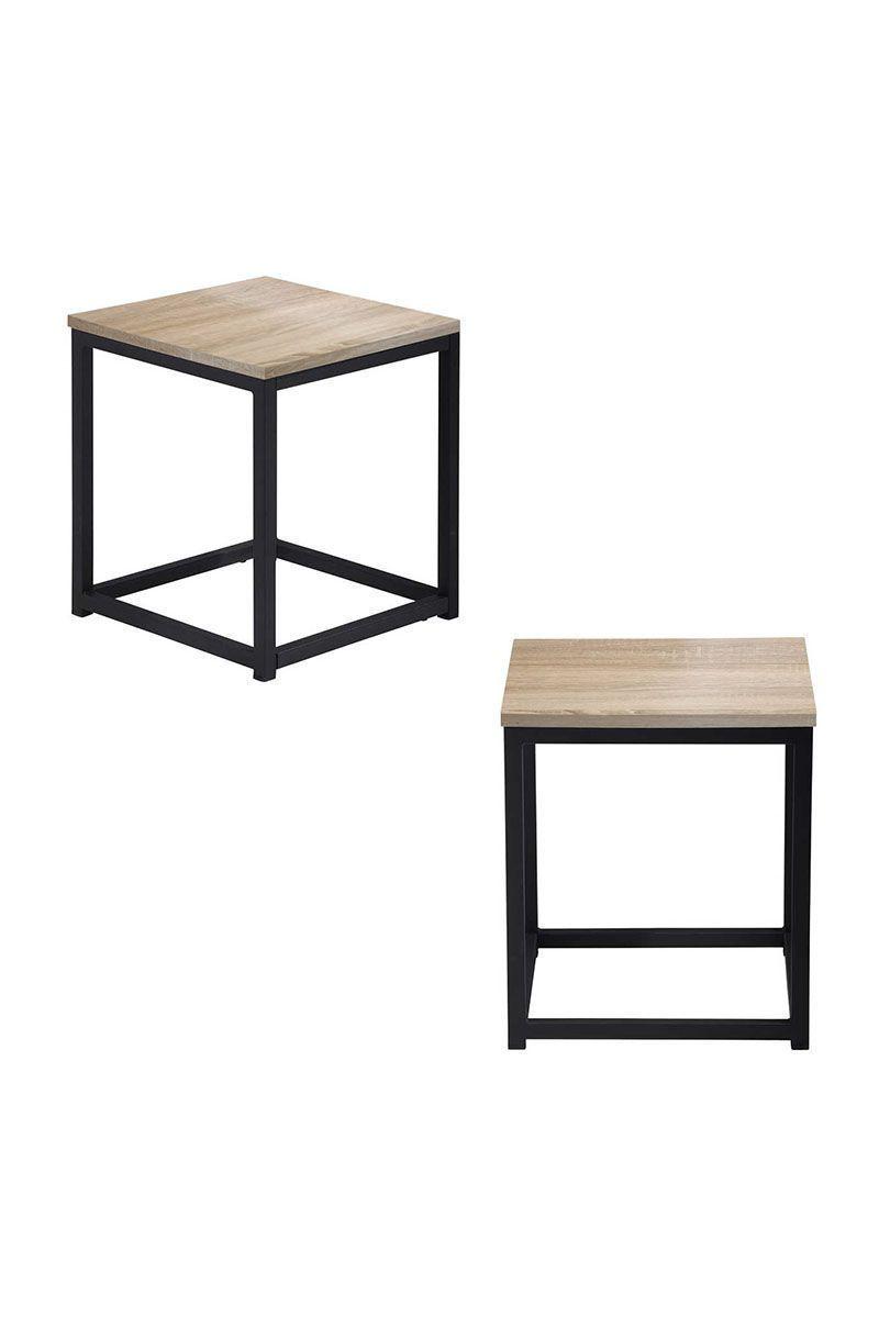 Mesa Lateral Cuadrada Base de Metal Emporio Café-3