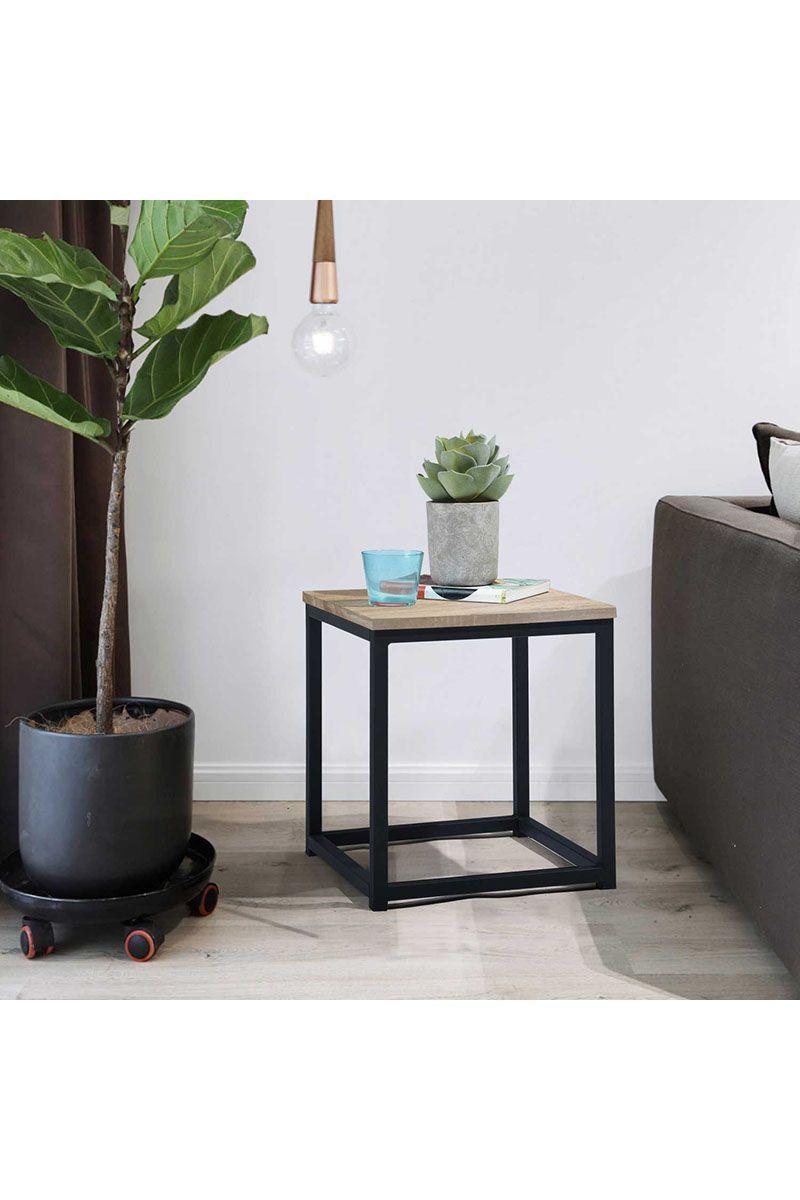 Mesa Lateral Cuadrada Base de Metal Emporio Café-5