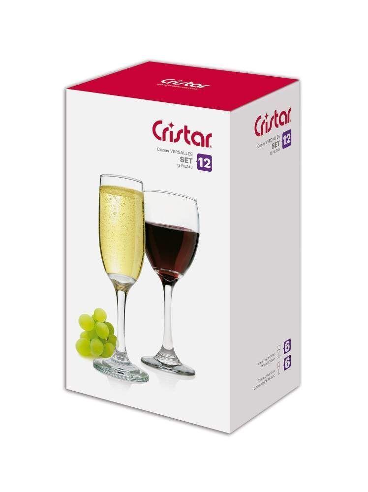 Set 6 Copas Vino 300cc 6 Champagne 176cc Versalles Cristal-1