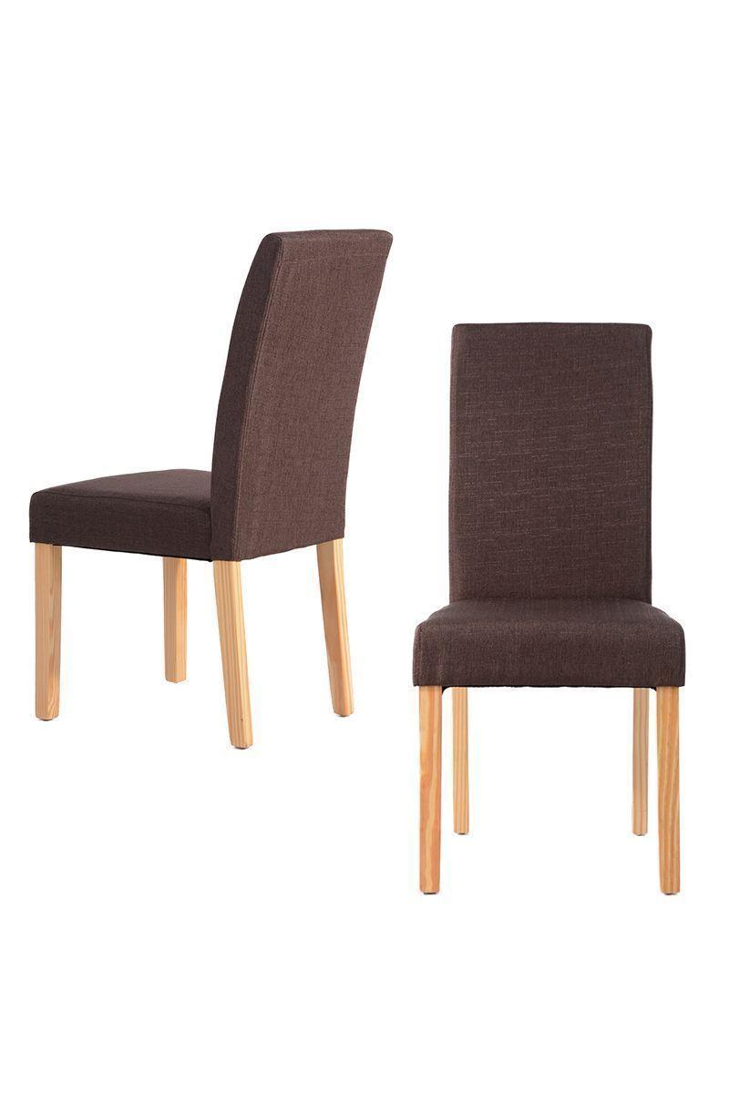 Silla de Comedor Acolchada con Tapiz de Tela Café-3