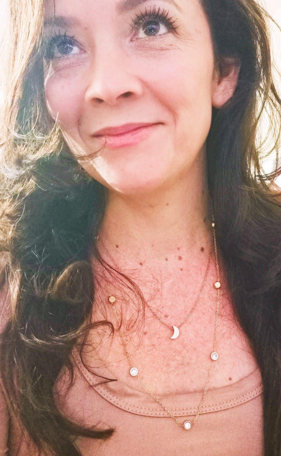 Conjunto Multicapa Colgante Largo Luna Chapado En Oro 18k-2