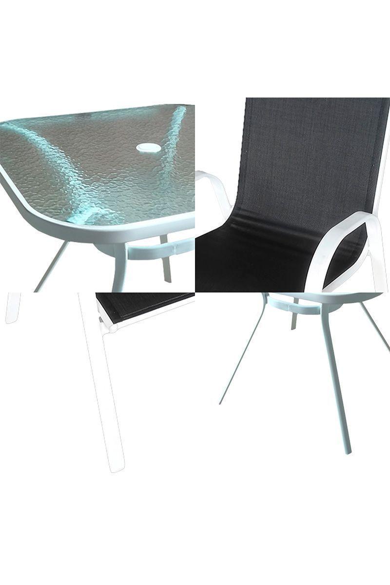 Juego de Comedor para Terraza Mesa Cuadrada 72x80x80cm Negro-5