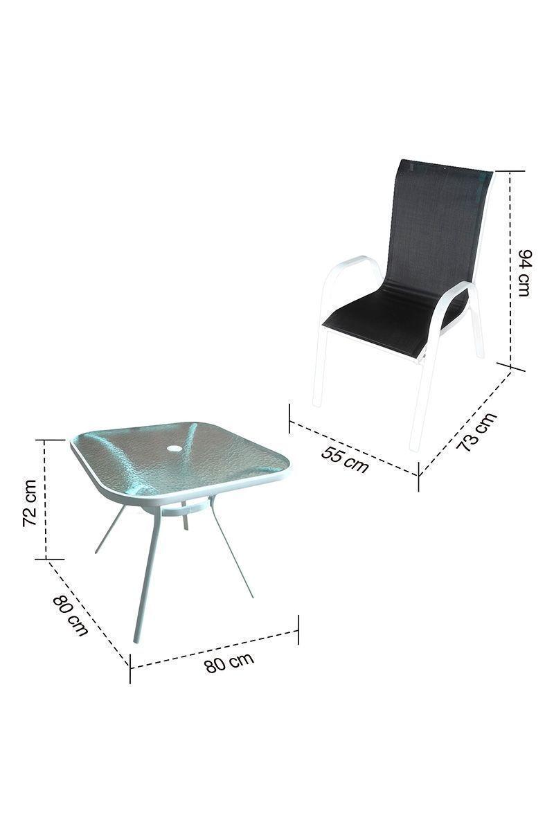Juego de Comedor para Terraza Mesa Cuadrada 72x80x80cm Negro-2