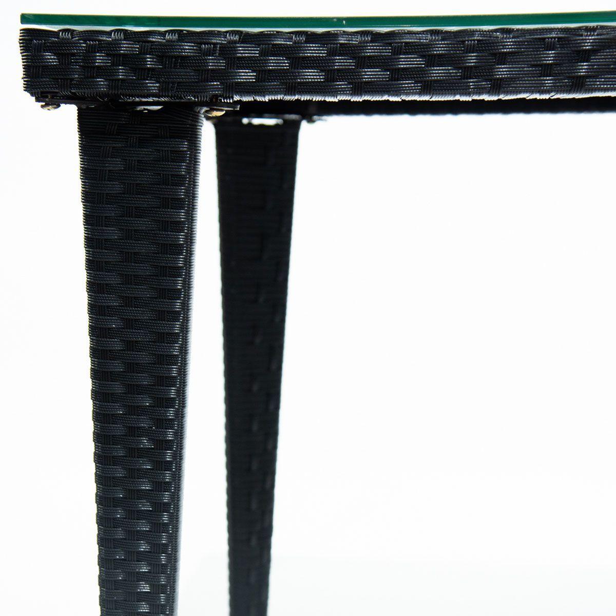Mesa Cadiz negra de Rattan con superficie de vidrio 150x76x80cm-3