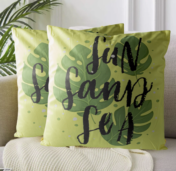 Set de 2 Cojines De Terciopelo Diseño Verano Modelo J 45 X 45CM-1