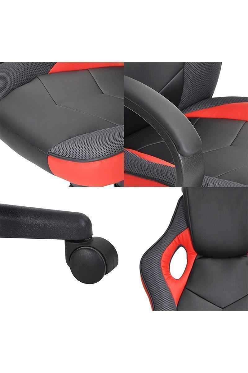 Silla Gamer Pu Flow Ergonómica Escritorio Rojo-5
