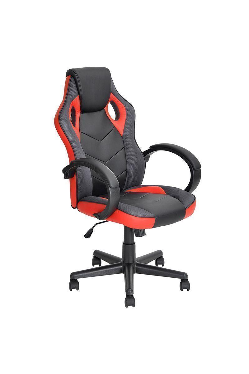 Silla Gamer Pu Flow Ergonómica Escritorio Rojo-0