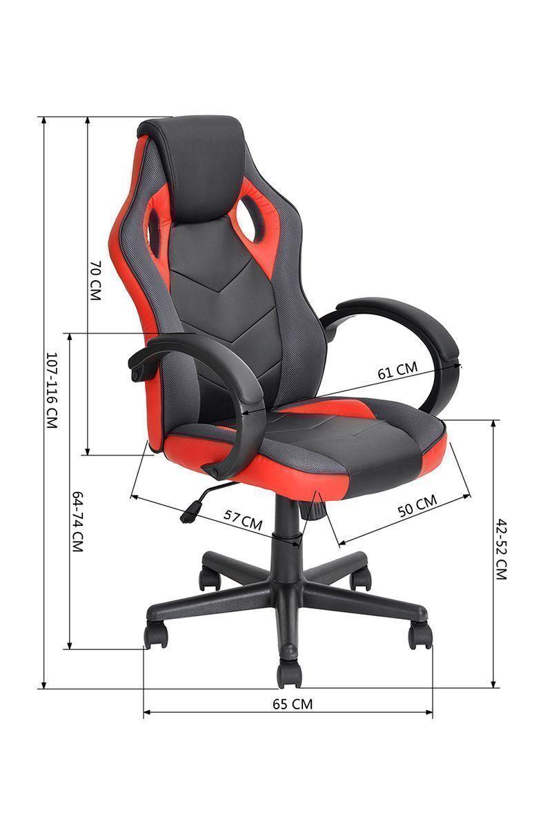 Silla Gamer Pu Flow Ergonómica Escritorio Rojo-2