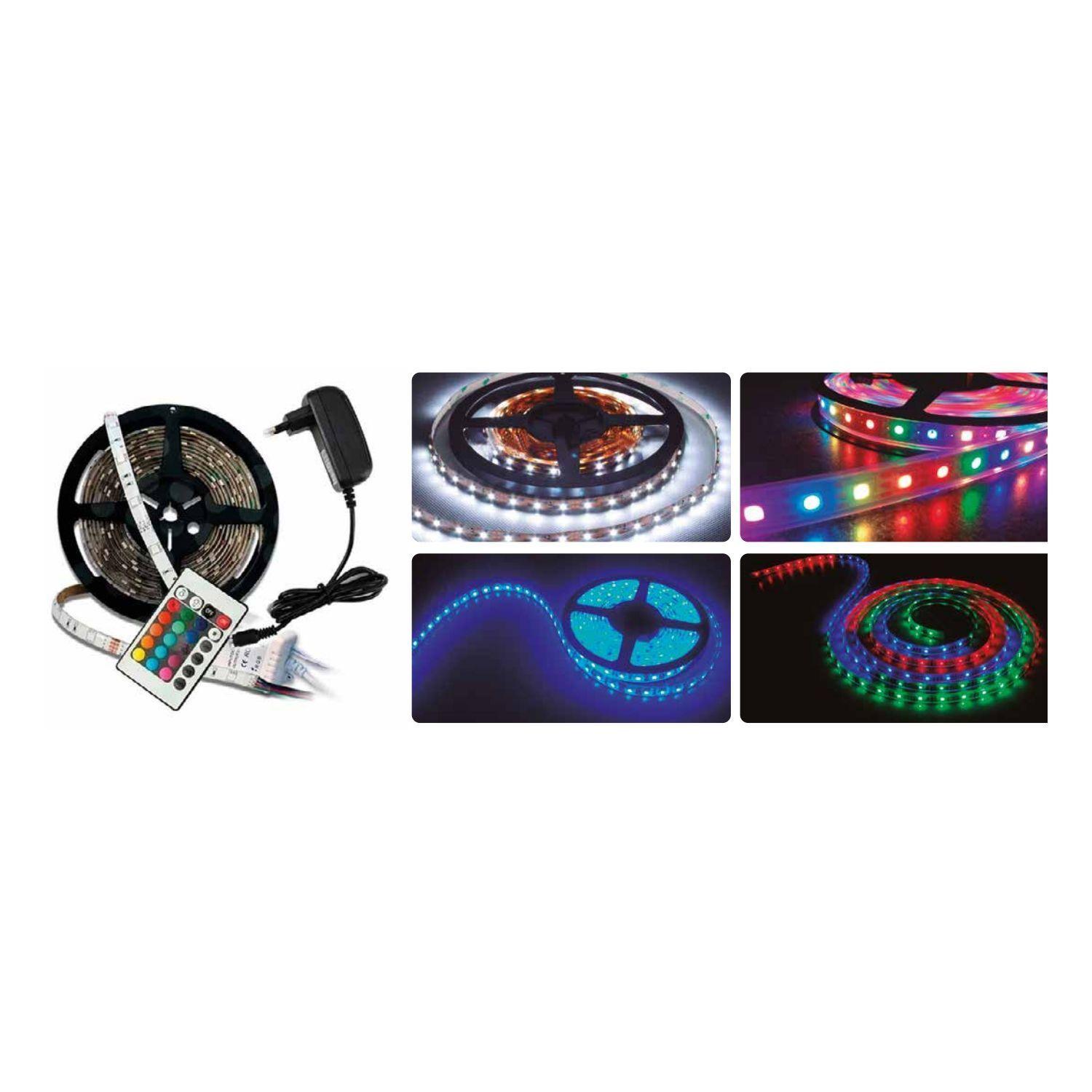 Tira Led De 5mts Rgb 5050 Impermeable Con Control - Ps-2