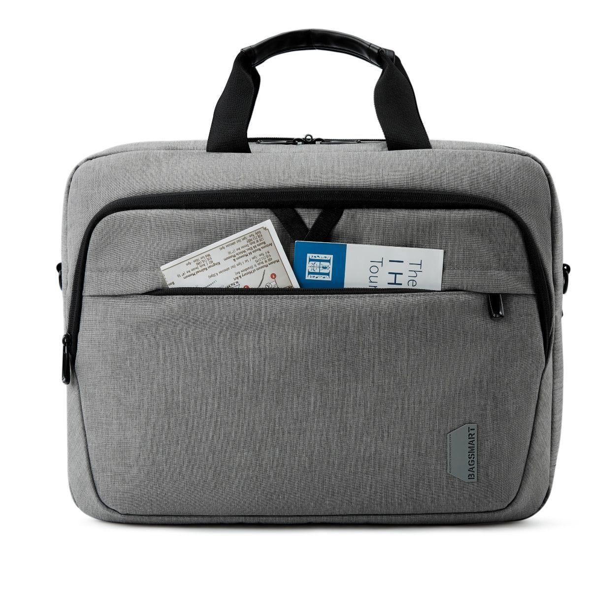 Bagsmart - Maletín expandible para notebook de 17,3" - Gris-4