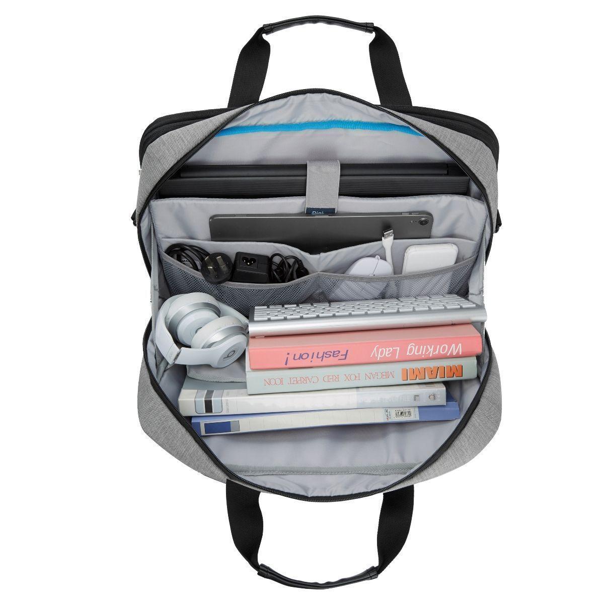 Bagsmart - Maletín expandible para notebook de 17,3" - Gris-2