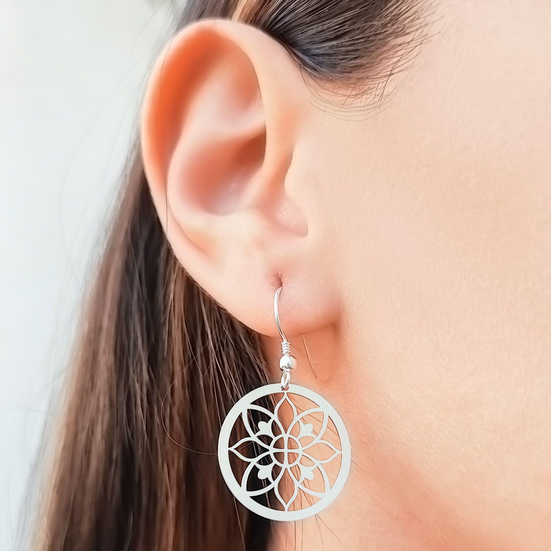 Aros Flor de Loto Colgante Plata Fina 925-1