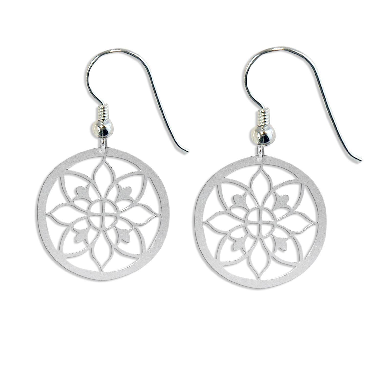 Aros Flor de Loto Colgante Plata Fina 925-0