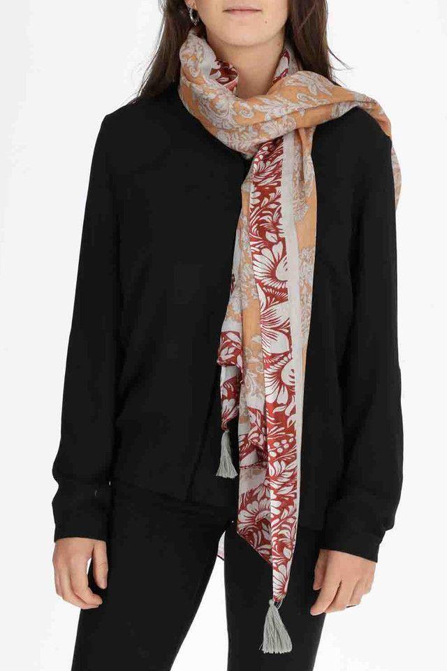 Pañuelo Estampado Barroco Beige ID-1