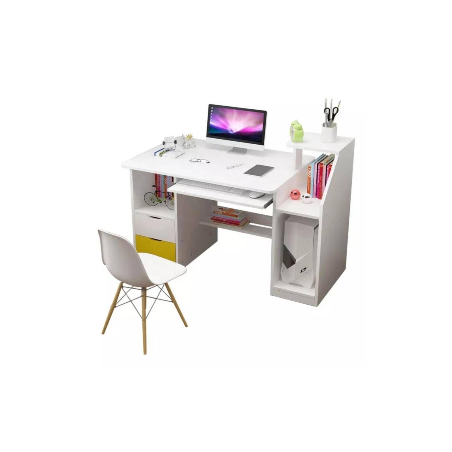 Escritorio Mesa Librero Gaveta Computador Blanco-1