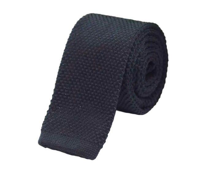 Corbata de Hilo Tejida Diseño Vintage Color Negro-0