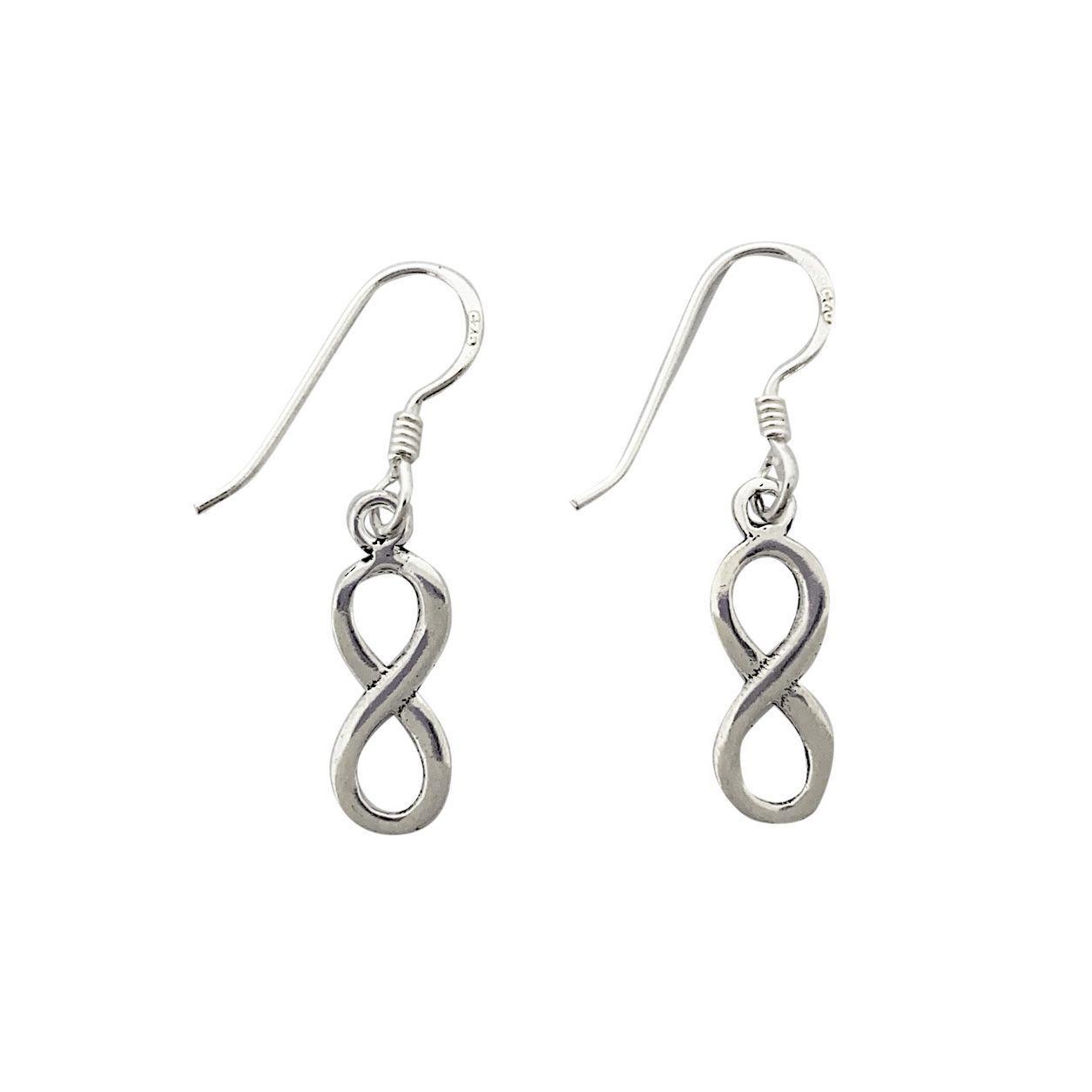 Aros Mini Infinito Colgante Gancho Plata Fina 925-0