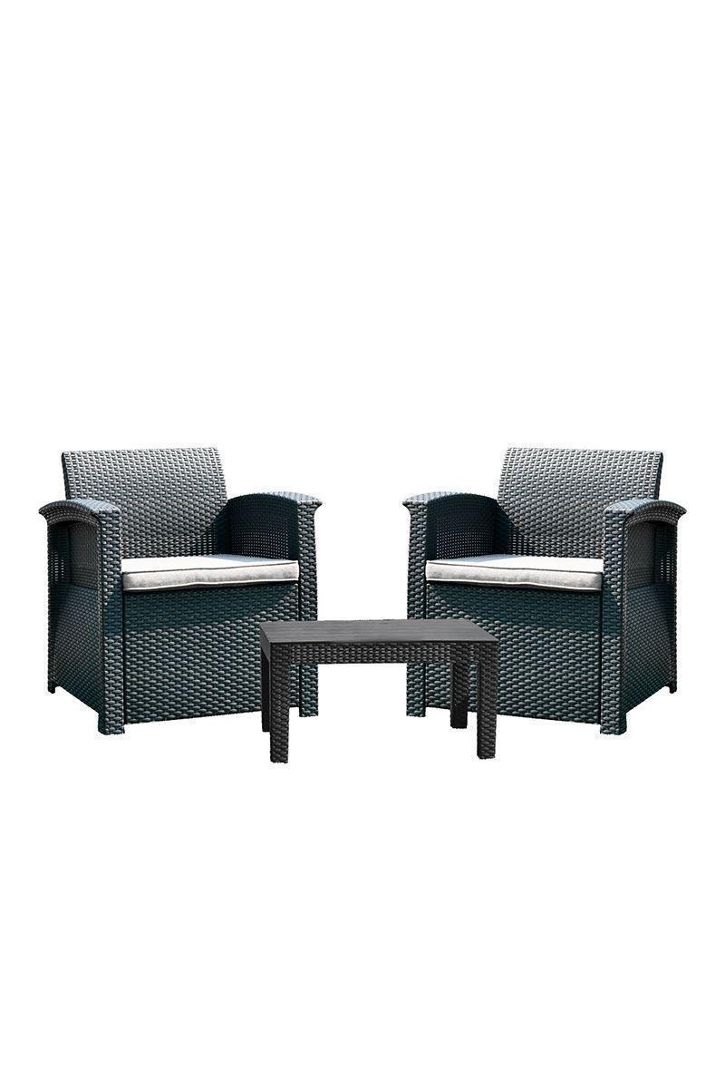 Juego de Terraza 3 Piezas 72x60x75,3cm Café Oscuro-0