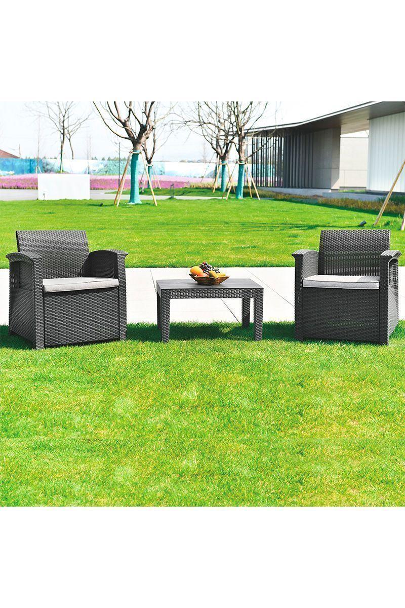 Juego de Terraza 3 Piezas 72x60x75,3cm Café Oscuro-1