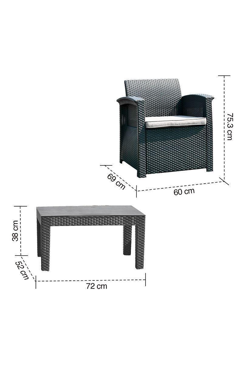 Juego de Terraza 3 Piezas 72x60x75,3cm Café Oscuro-2