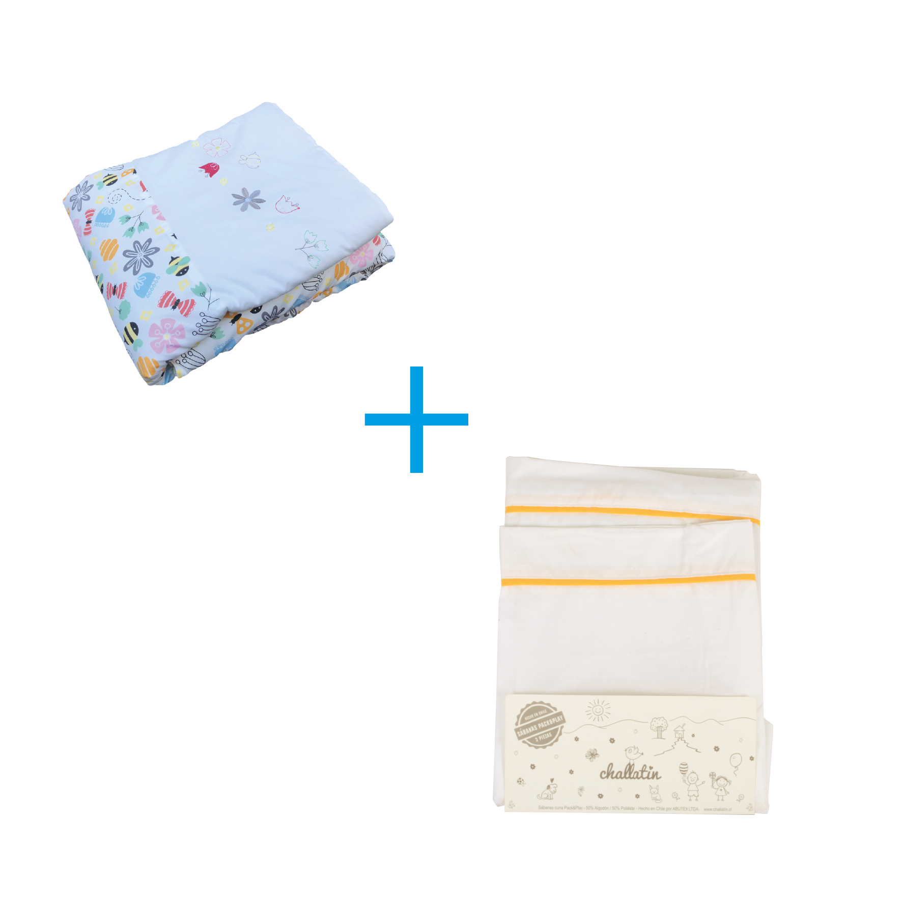 Set Cobertor Cuna Abejitas y Flores-0