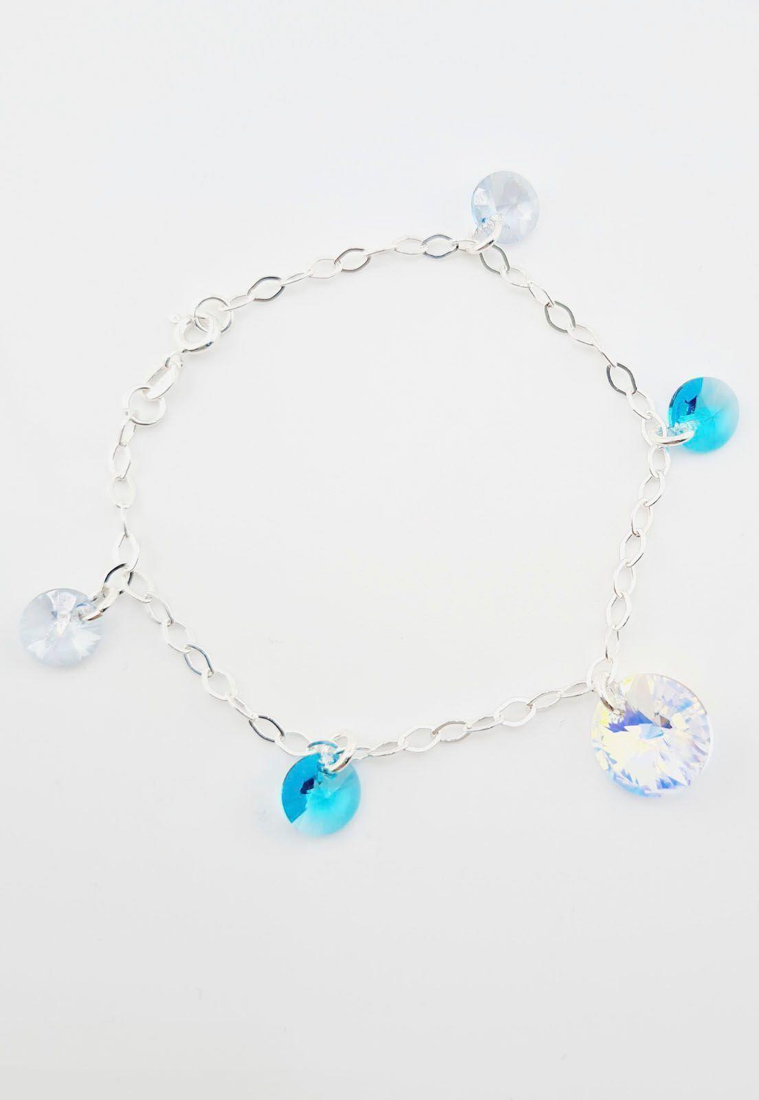 Pulsera Nepal Plata 925 Cristales Turquesa-4