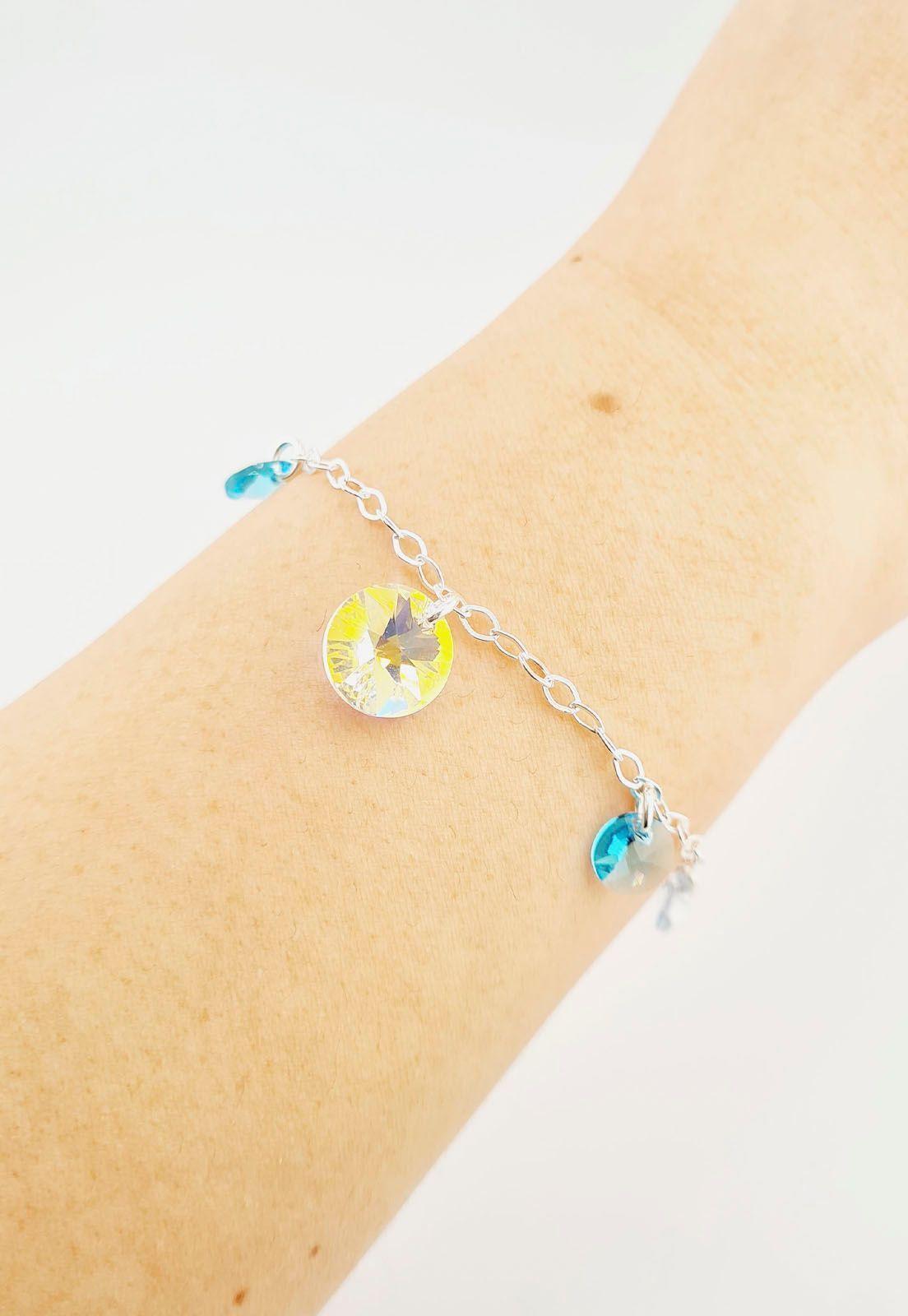 Pulsera Nepal Plata 925 Cristales Turquesa-3