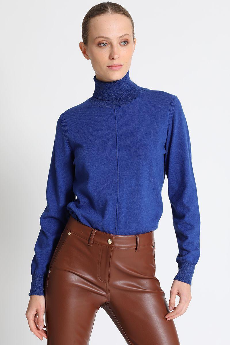 Jersey Tejido Cuello Alto Azul Liola-2