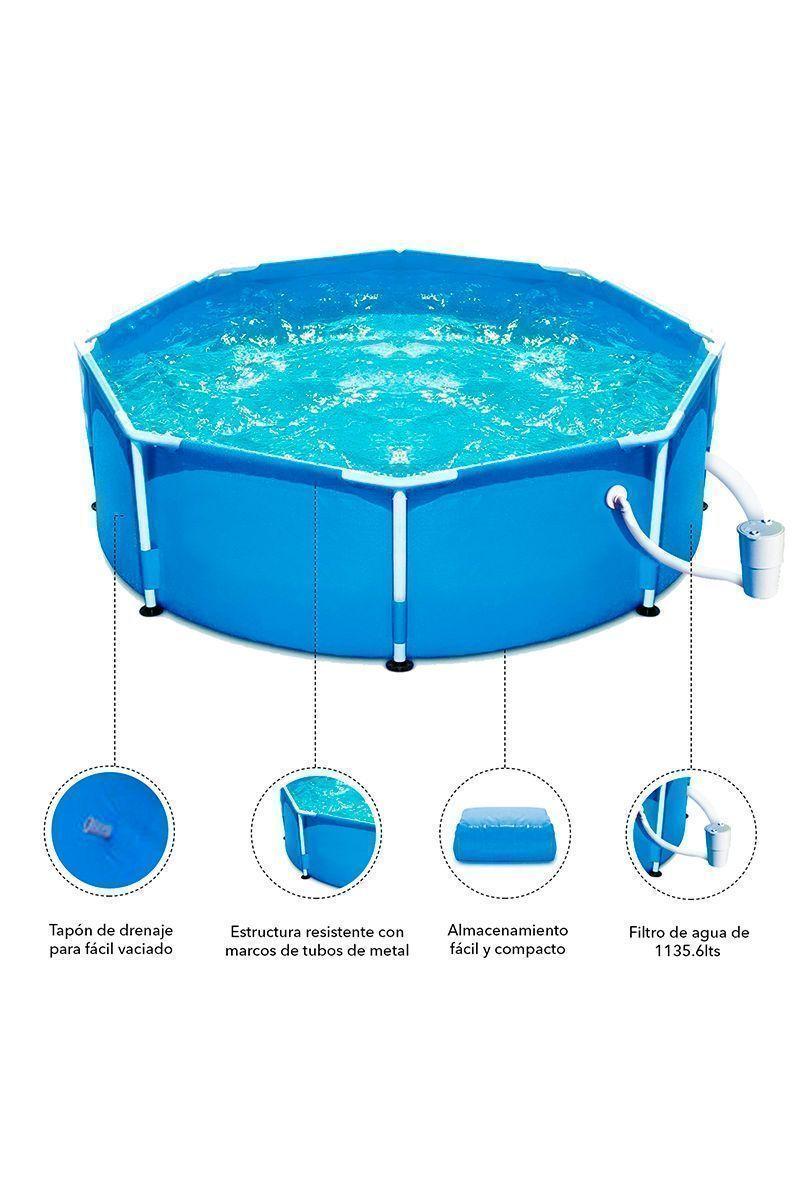 Piscina con Filtro y Estructura de Acero 6.125 L 360 x 76 cm-3