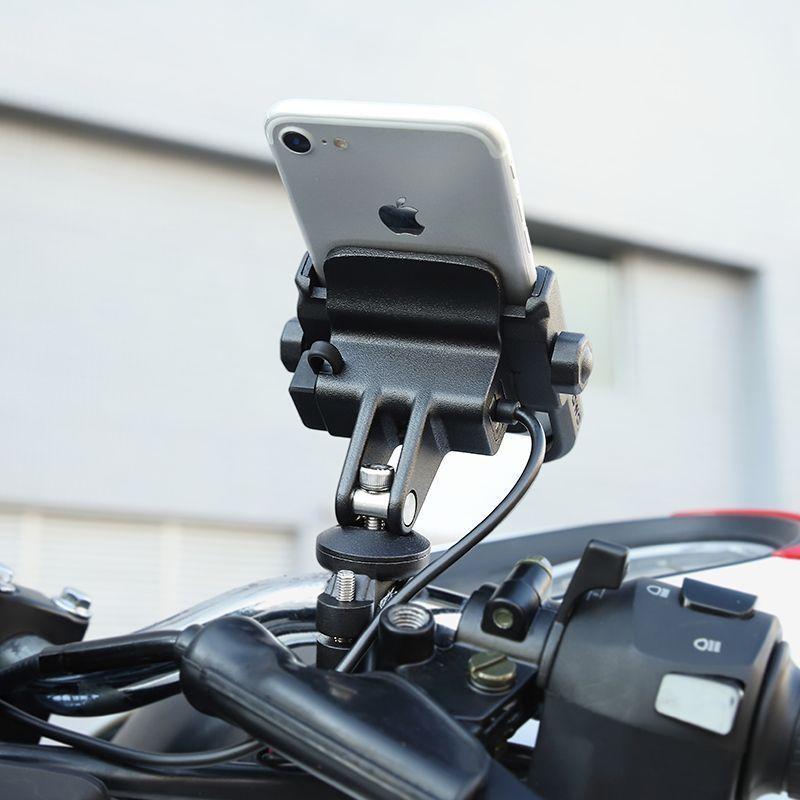 Soporte de Aluminio para celular mas cargador USB Motowolf 2805-3