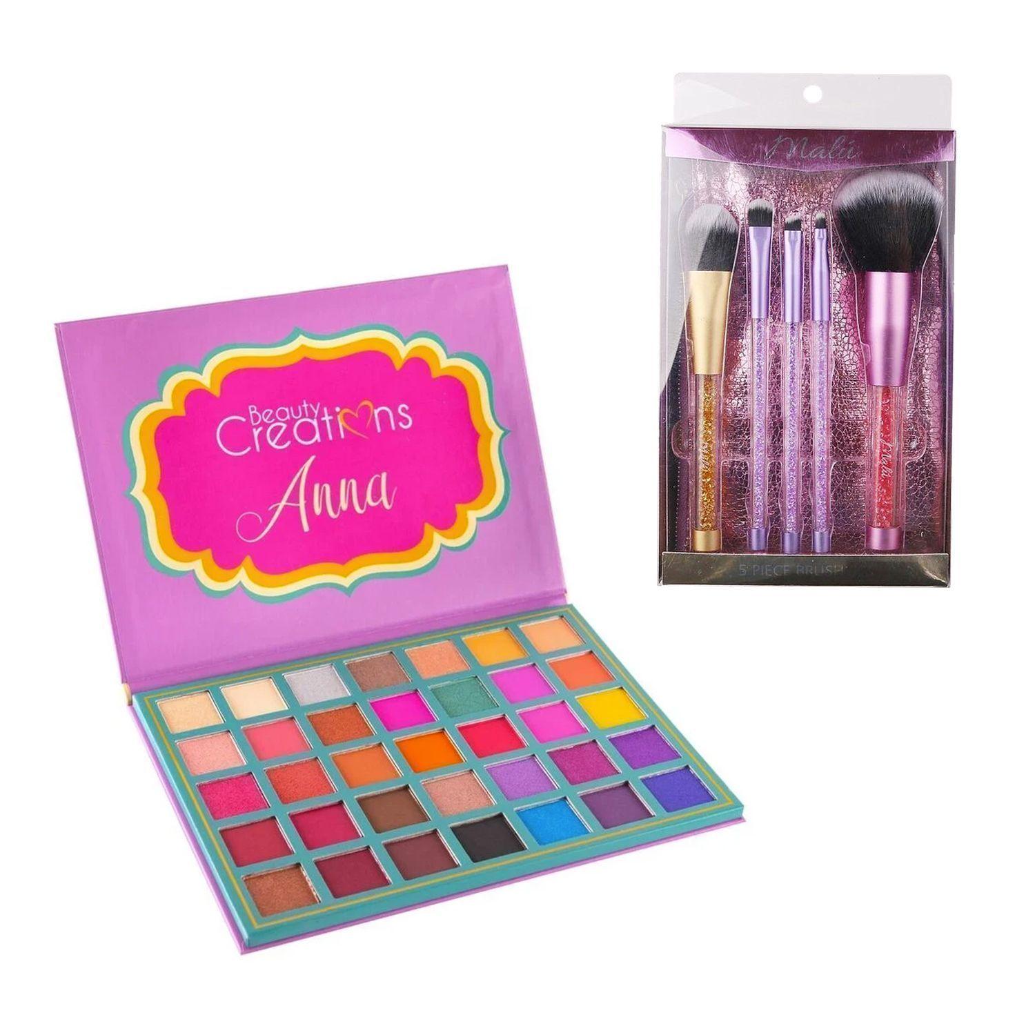 Pack Paleta sombras «Anna» + 5 brochas + Estuche-0