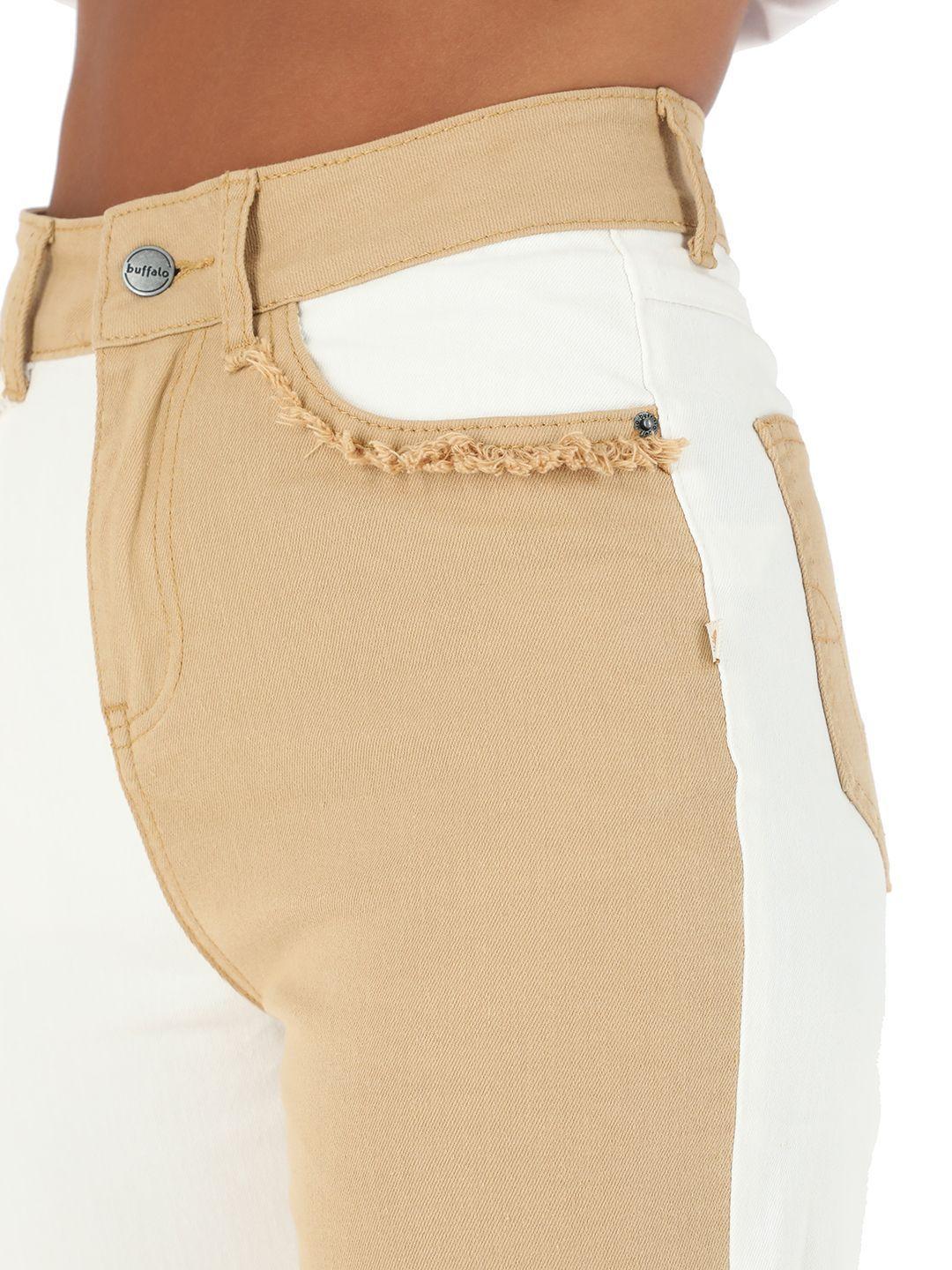 Pantalon Jeans Cortes Chequen Blanco Mujer-3