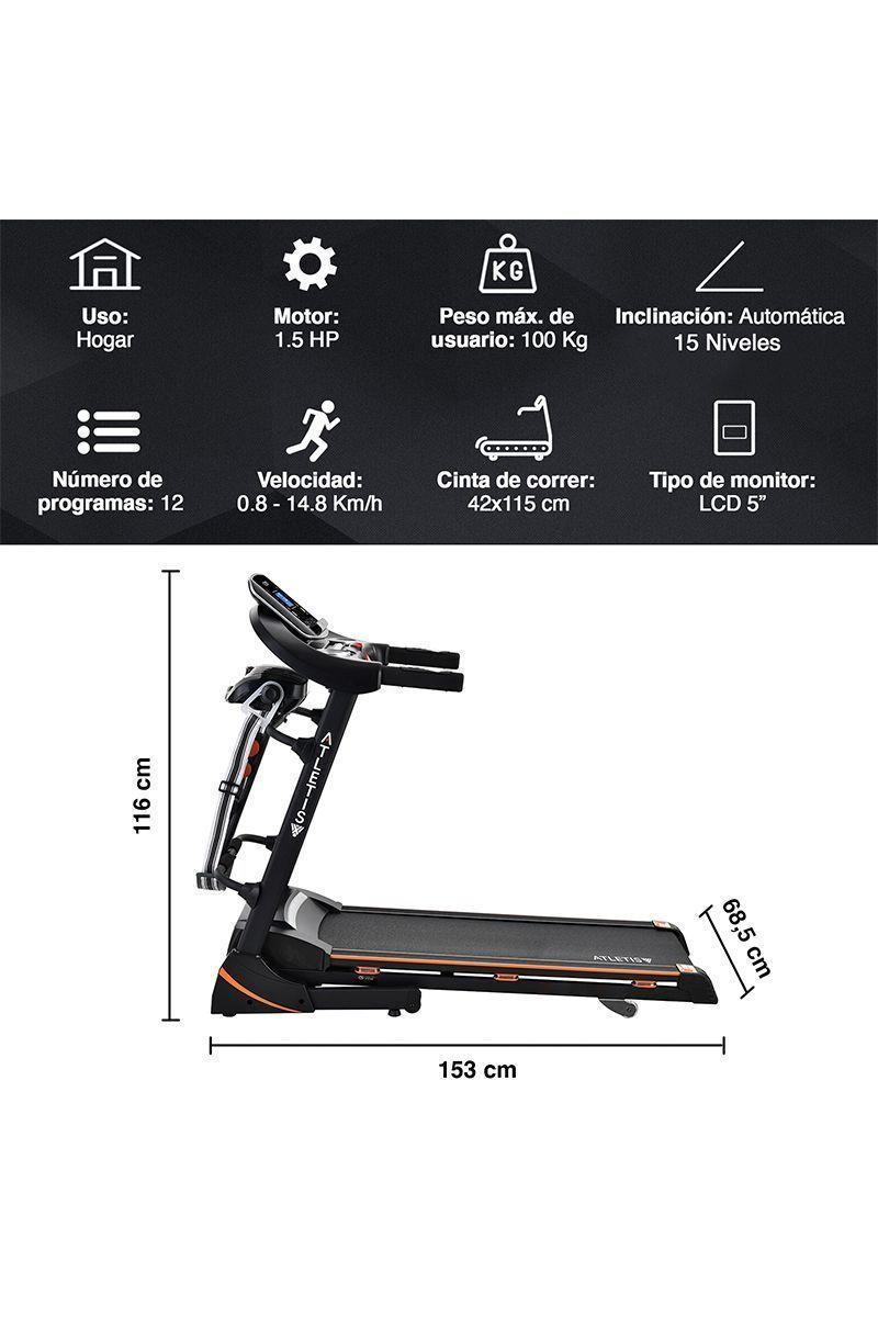 Trotadora Atletis Fit BSD8218 MP3 USB Negro-2