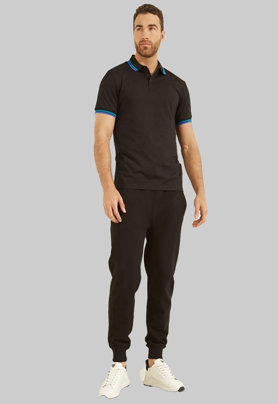 Polera Guess Ss Sports Pique Trngl Polo JBLK NEGRO-1