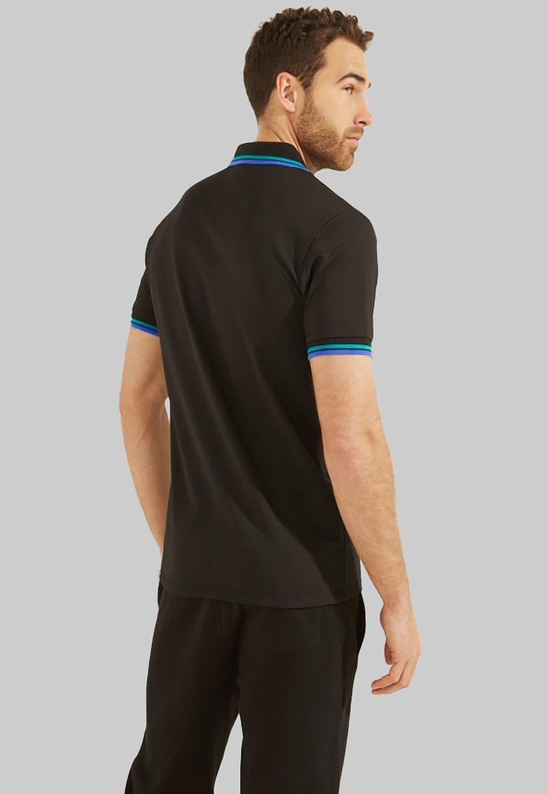 Polera Guess Ss Sports Pique Trngl Polo JBLK NEGRO-2