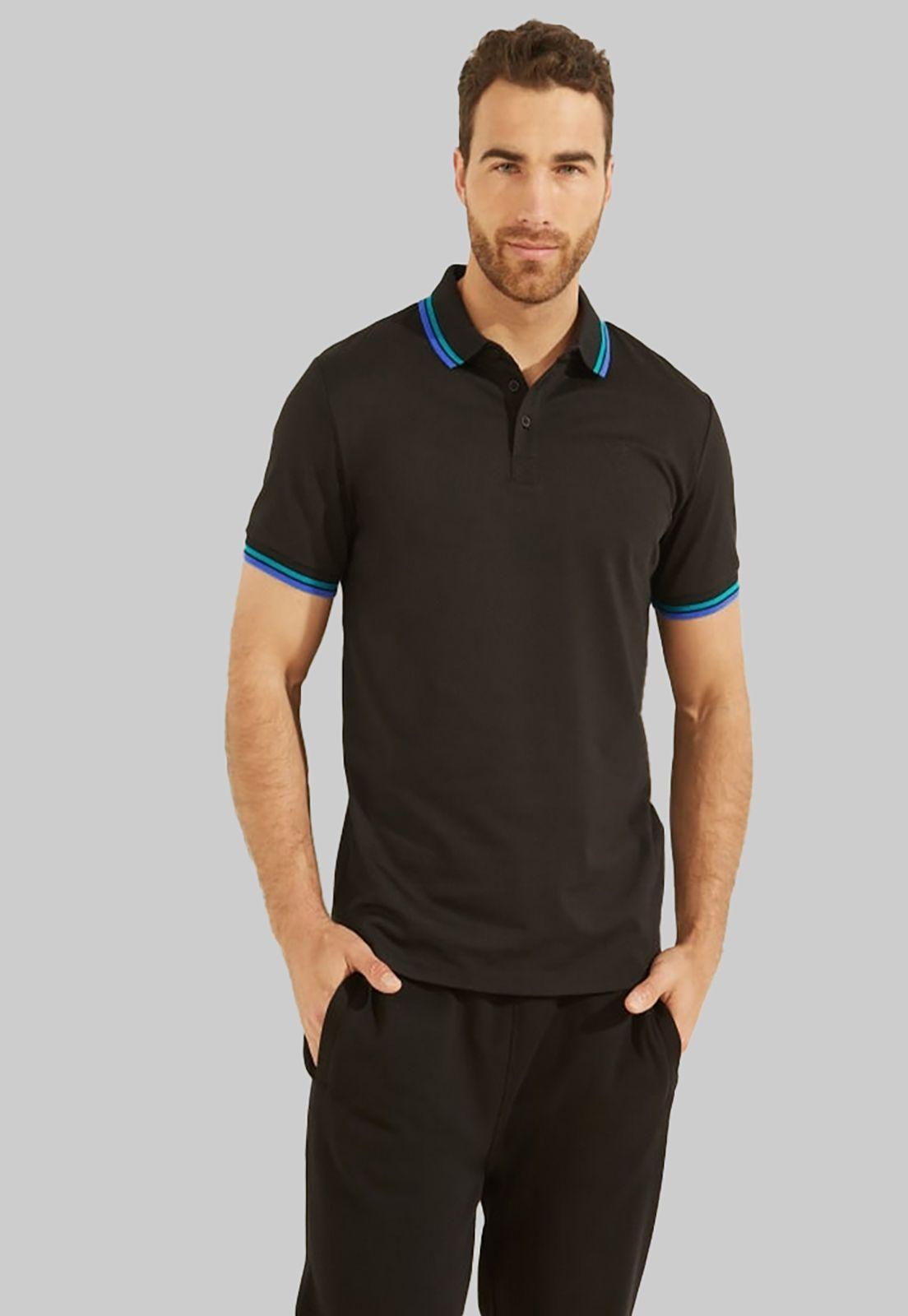Polera Guess Ss Sports Pique Trngl Polo JBLK NEGRO-0