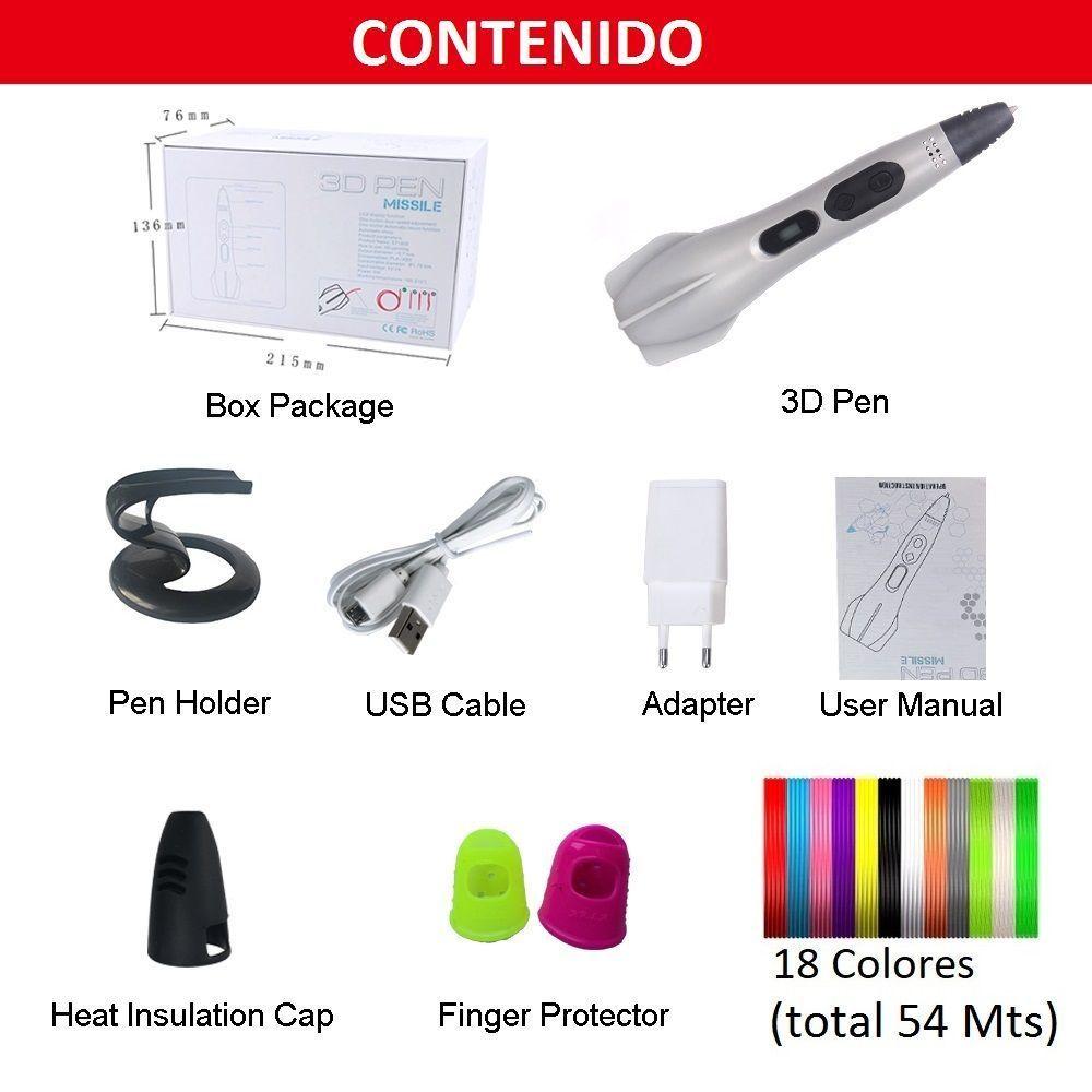 Boligrafo de impresión 3D Misil Smaffox SMA-2 + 54mts - gris-6