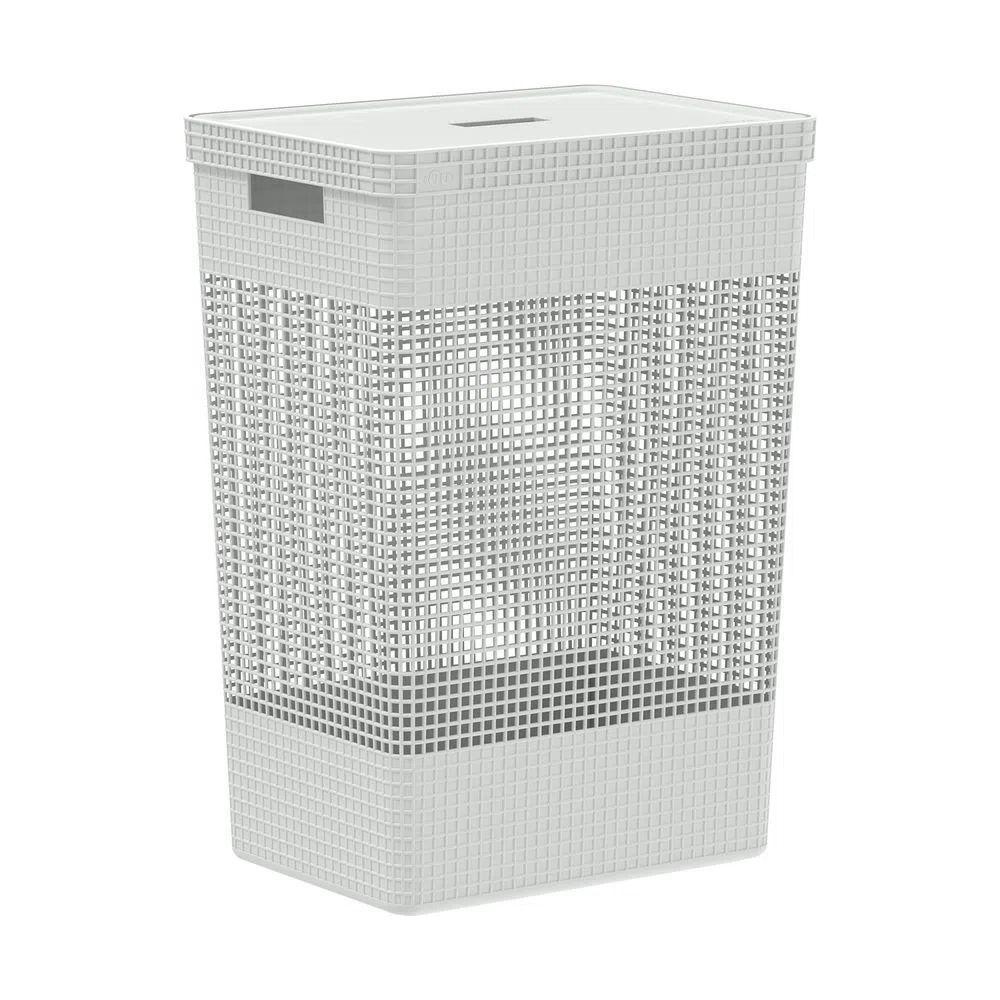 Cesta De Ropa Grid Con Tapa 49 L Blanco Océano-0