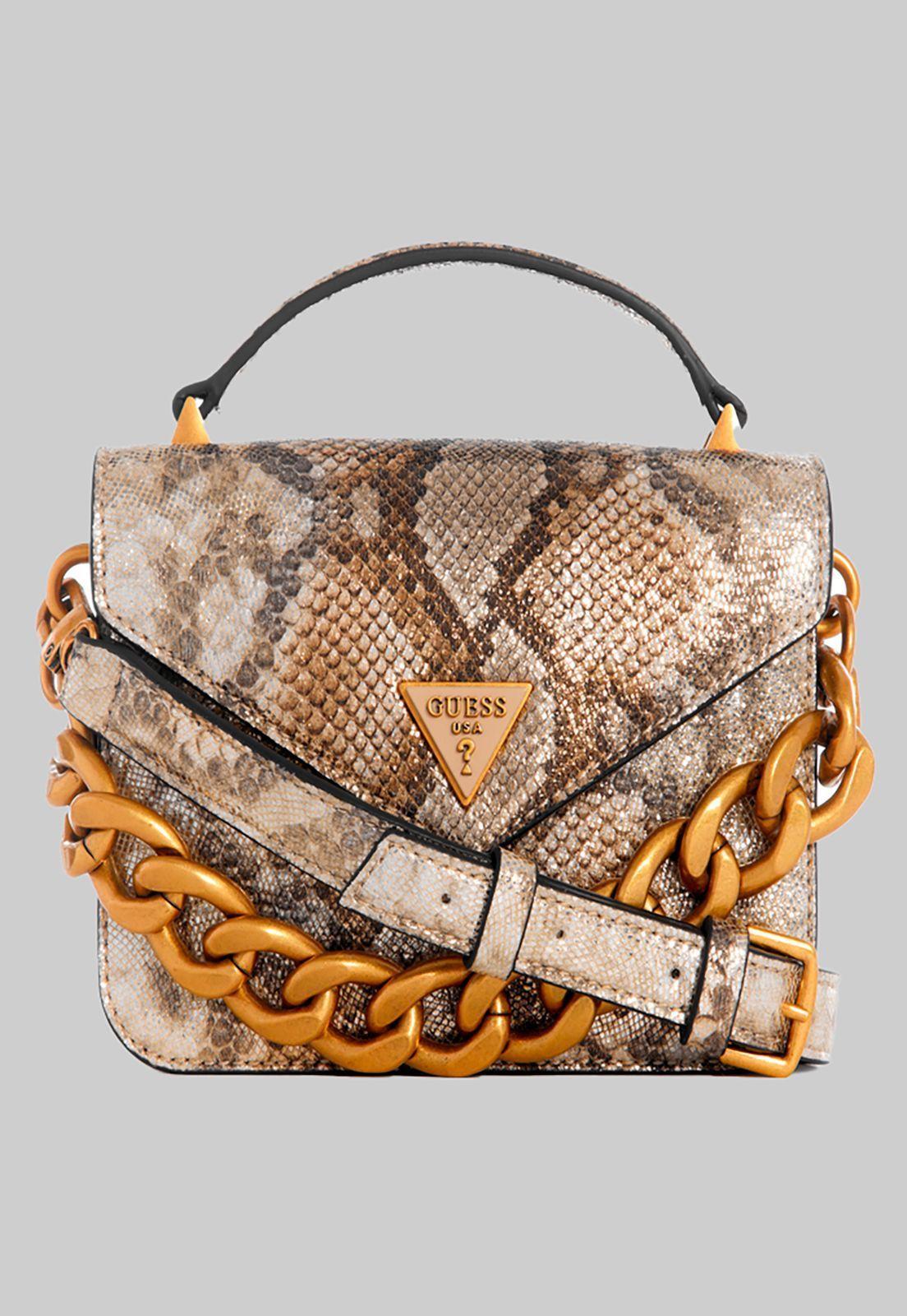 Mini Cartera Retour Mini Top Handl Flap Café Guess-3