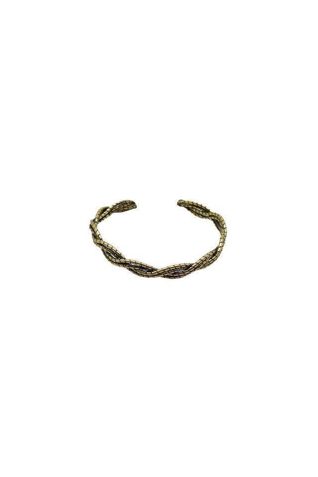 Pulsera Bungle Dorada Organic Trenza Humana-0