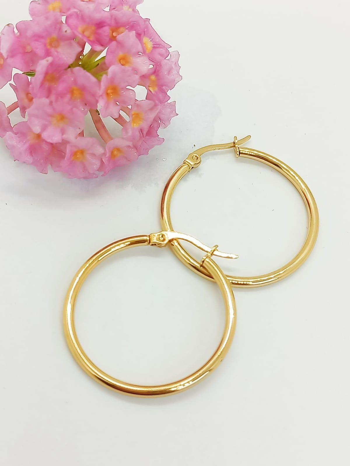 Argollas hoop 25mm chapadas en oro 18k-3