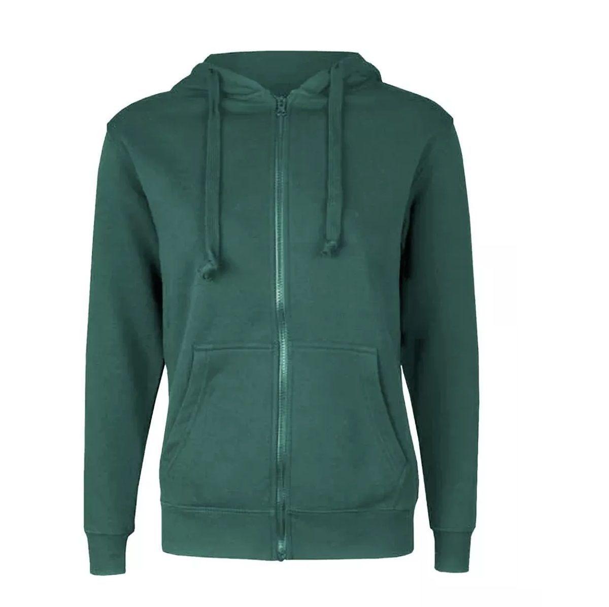 Poleron Canguro Con Capucha Y Cierre unisex Verde-0