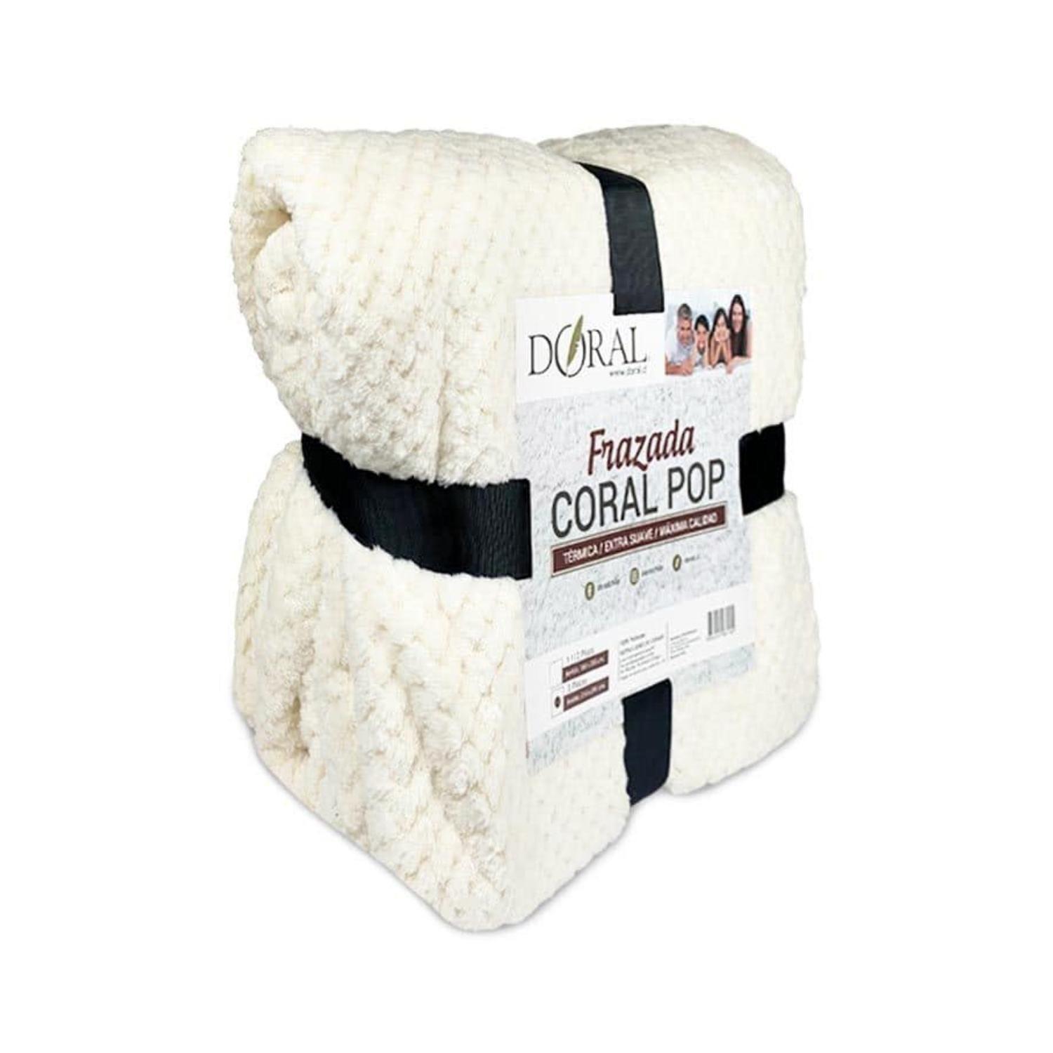 Frazada Coral Pop 2 Plazas Color Blanco Doral - Shopyclick-0