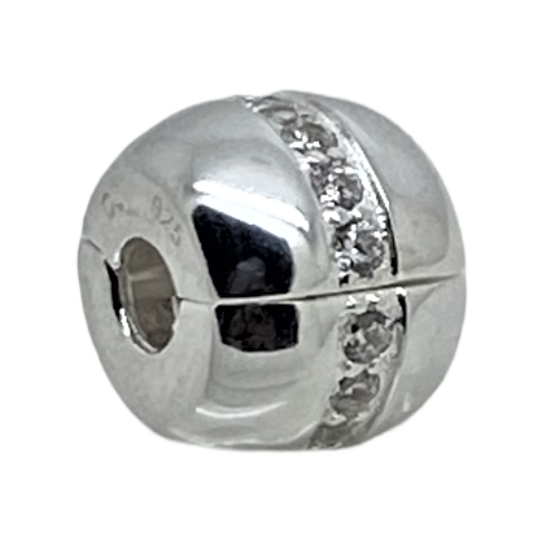 Charm Fijador Con Linea De Piedras Italiana-0