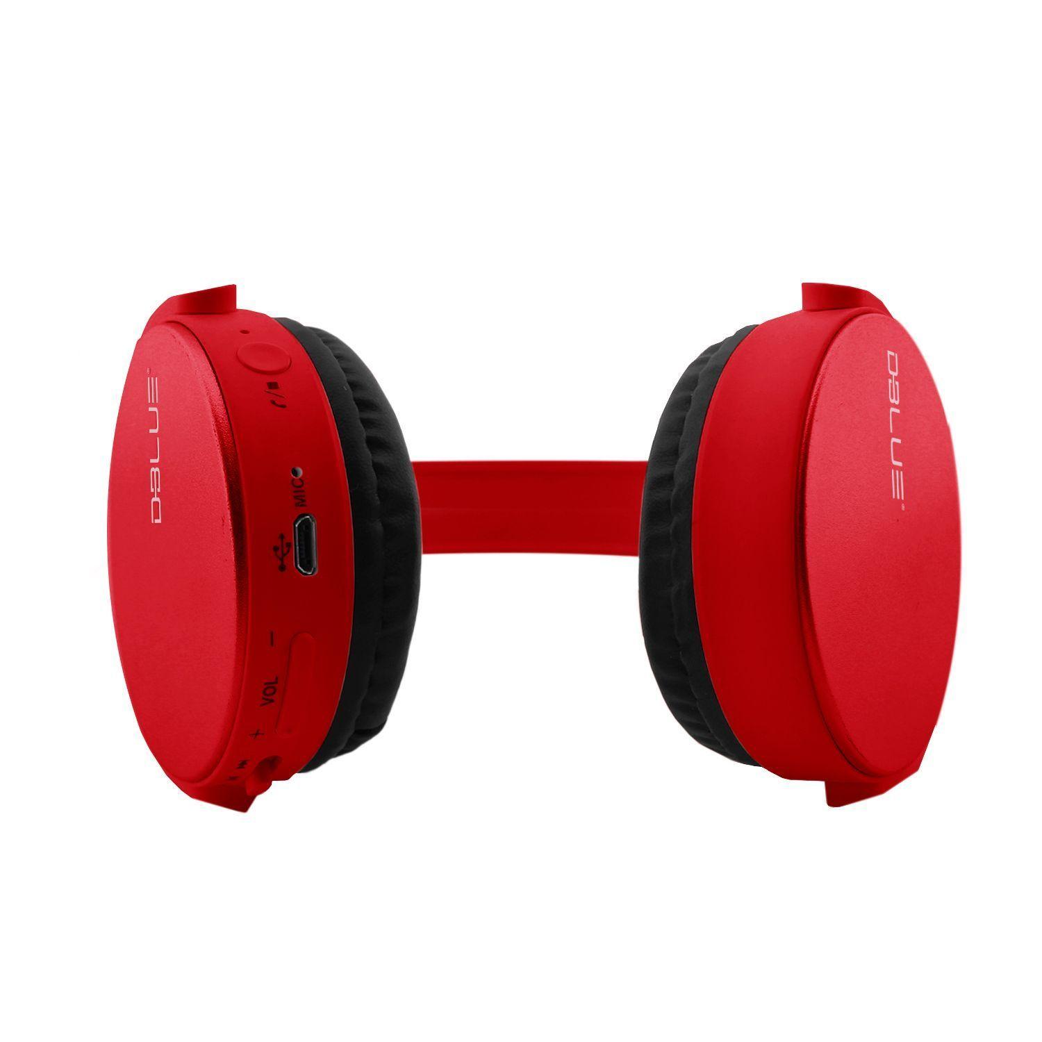 Audífono Bluetooth Stereo Extra Bass Rojo Dblue-2