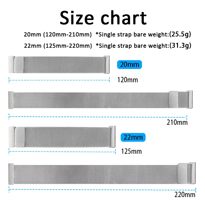 Correa Metálica Para Samsung Huawei Amazfit Xiaomi 20mm / Plateado-2